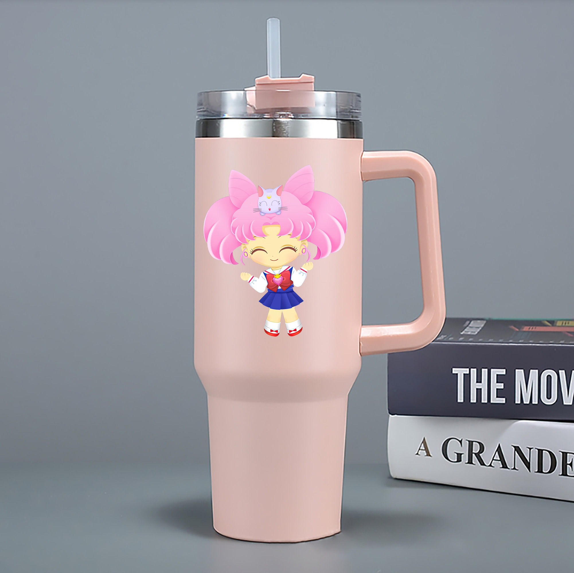 （画像用） 美少女戦士セーラームーン ちびうさ Sailor Moon Chibiusa Tsukino Usagi Small Lady Serenity 1200mL車用タンブラー - クリスタルステッカー（プラスチックストロー付き）
